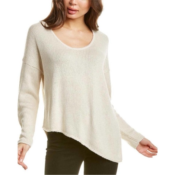 Helmut Lang Asymmetric Long Sleeve Ivory Knit Wool Blend Sweater size P - Picture 1 of 7